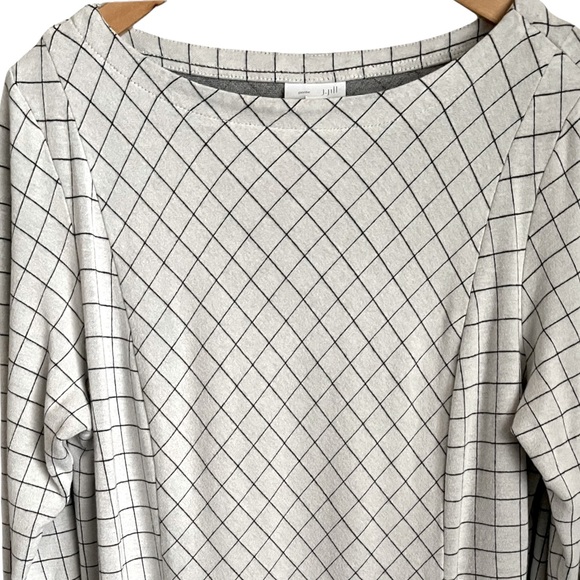J. Jill White/Black Ponte Windowpane Boat Neckline 3/4 Sleeves Tunic Top size L - Picture 4 of 13